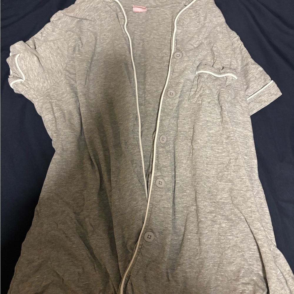 Women's Gray Button-Down mastectomy Shirt
